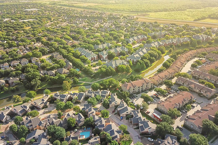 Flemingsburg, KY - Aerial View of Residential Homes on a Sunny Day